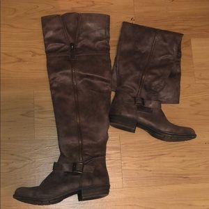 Brown thigh high boots